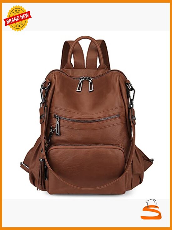 Vegan Leather Travel Backpack Purse for Women Convertible Shoulder Bag Tassel main image 4